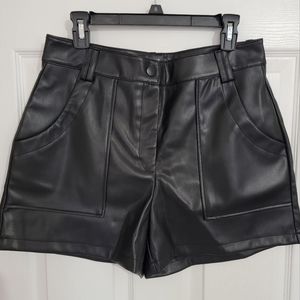 Primark Black Pleather Shorts (10)